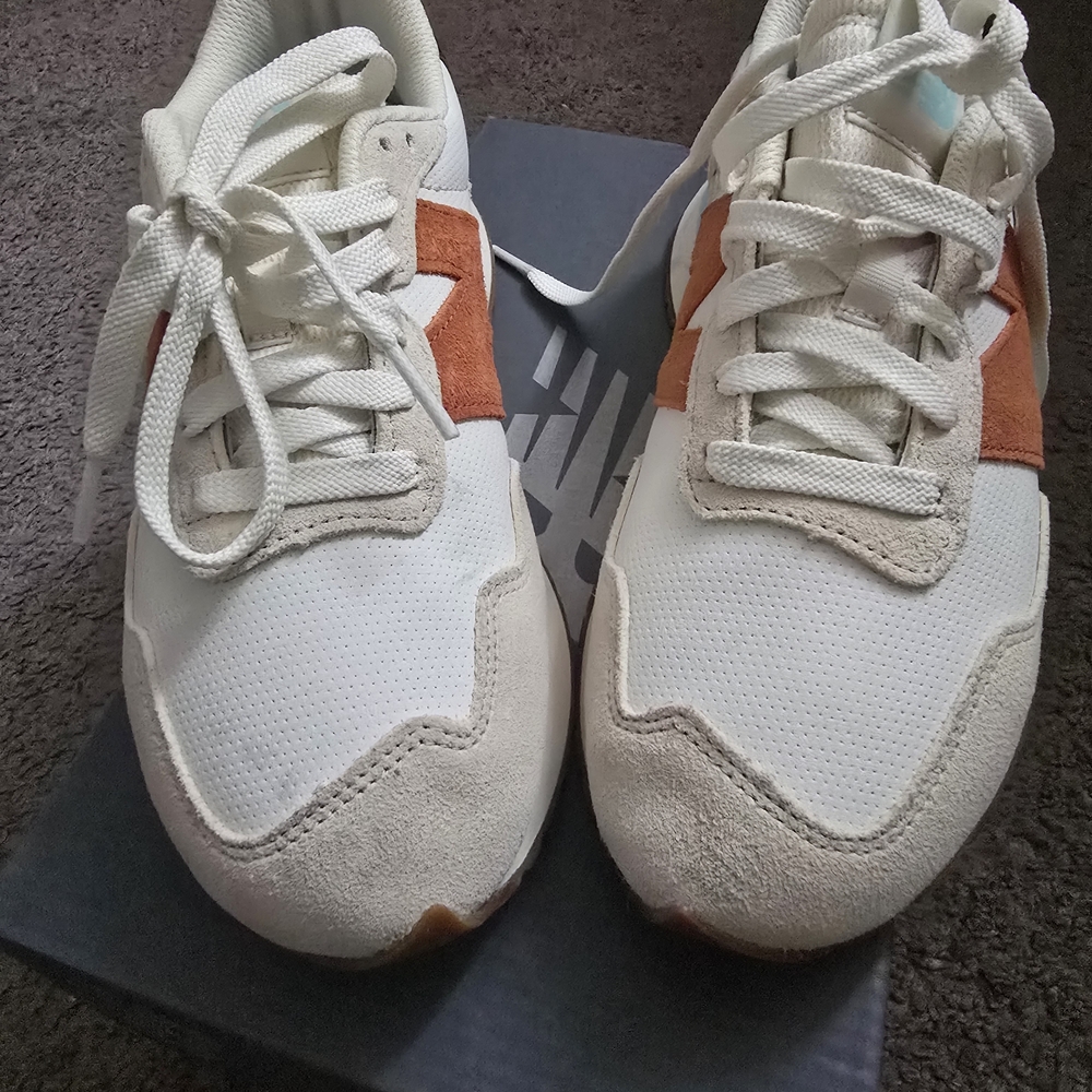 New Balance White and Orange Sneakers